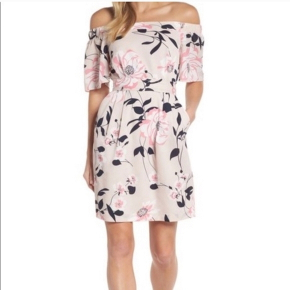 Eliza J Floral Off-Shoulder Dress Size 10 - Picture 1 of 8